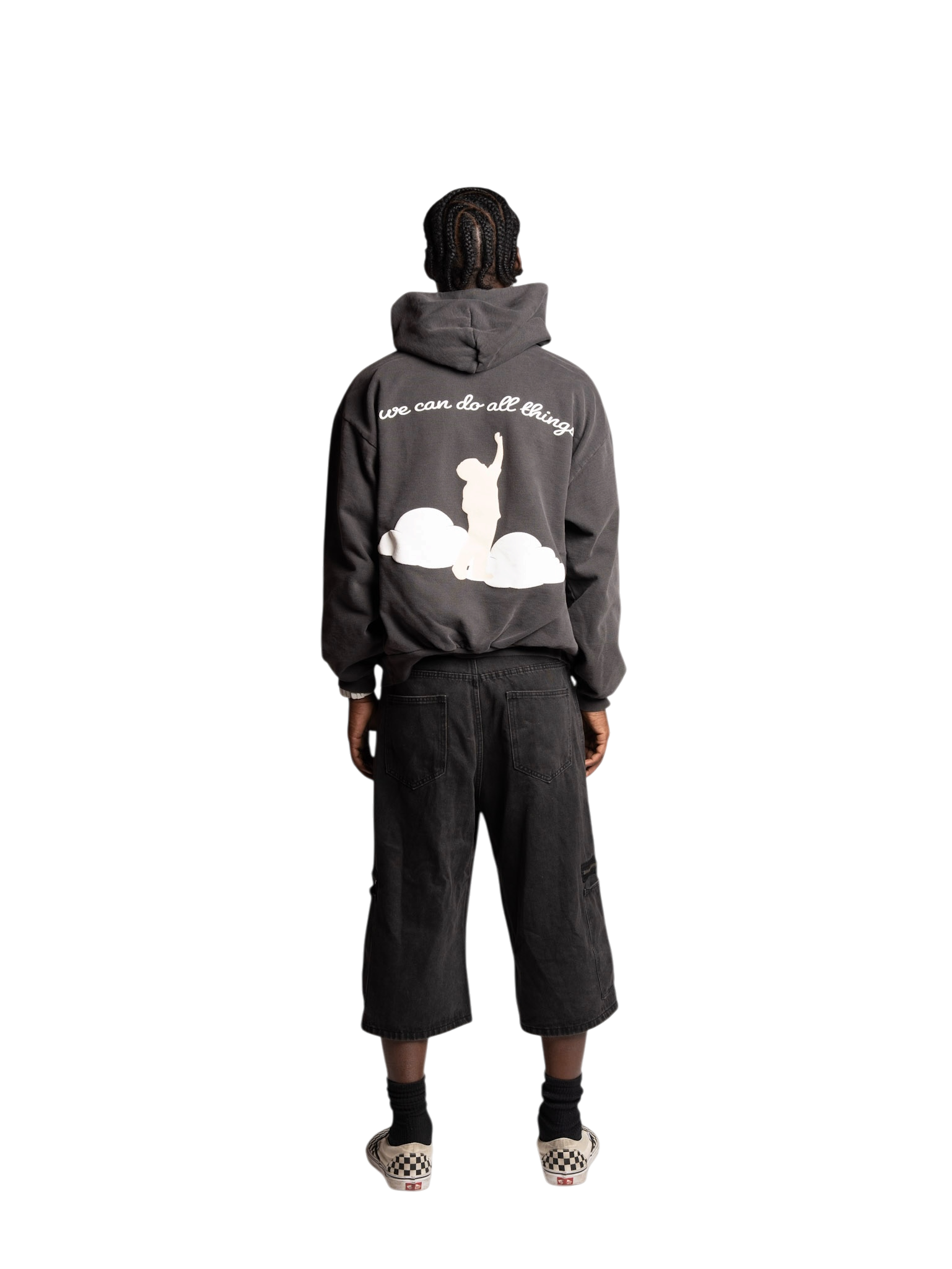 "with GOD" Hoodie Washed Black