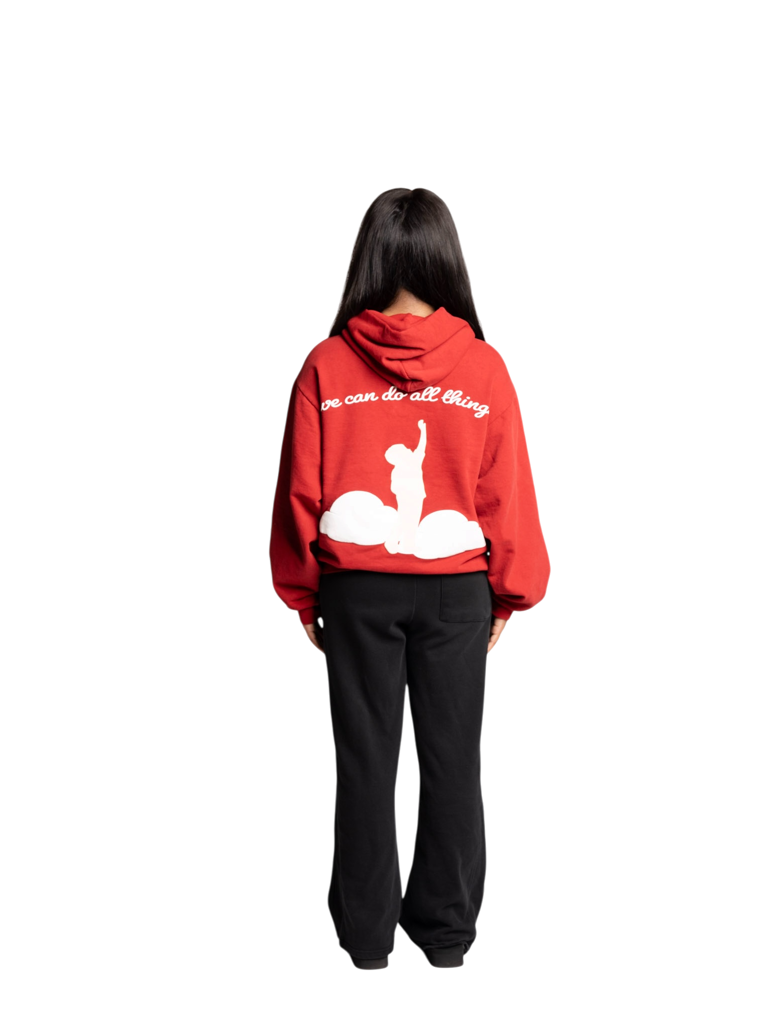 with “GOD” Hoodie Crimson