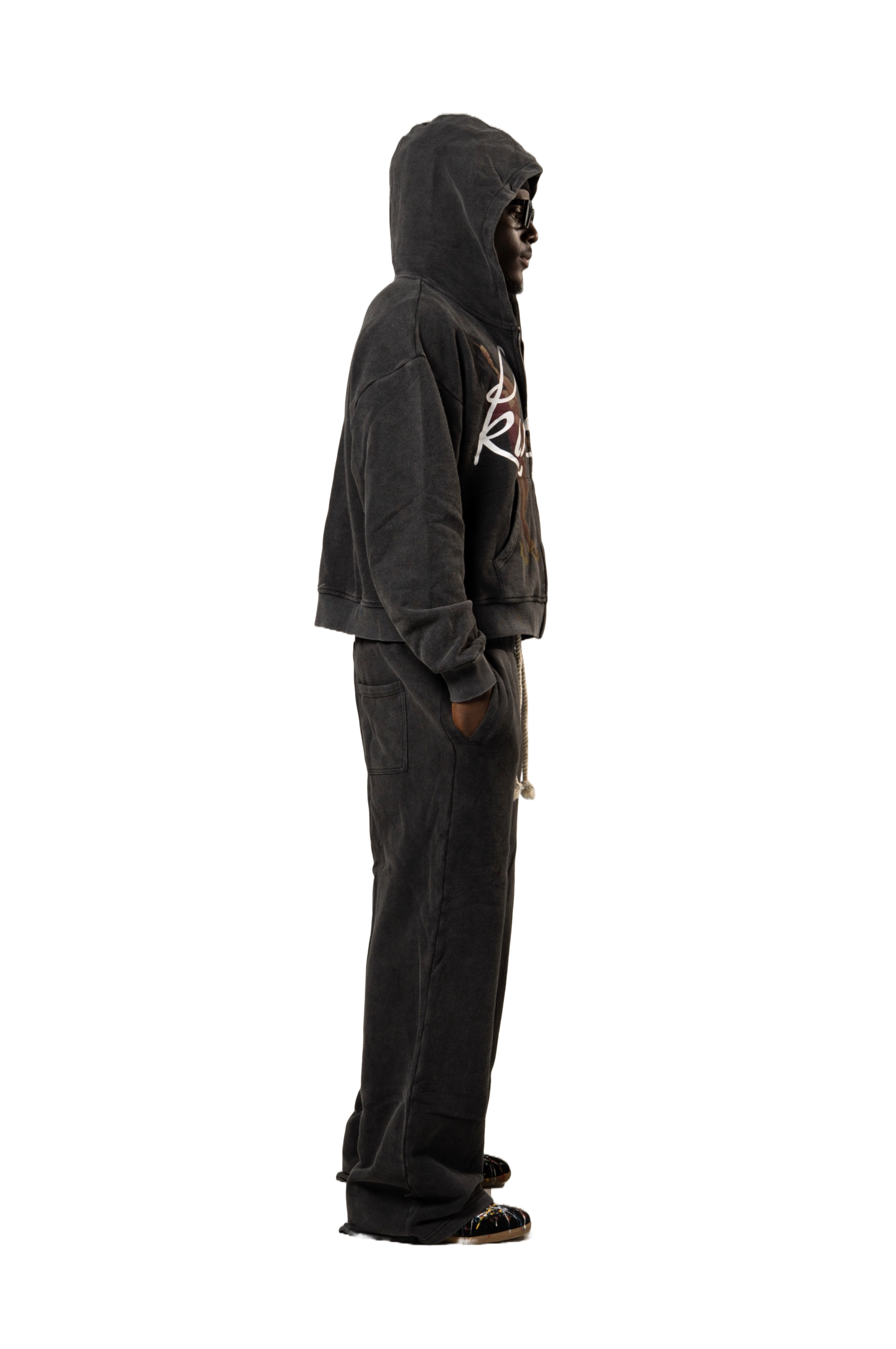 "MIBF" Washed Black Sweatpants